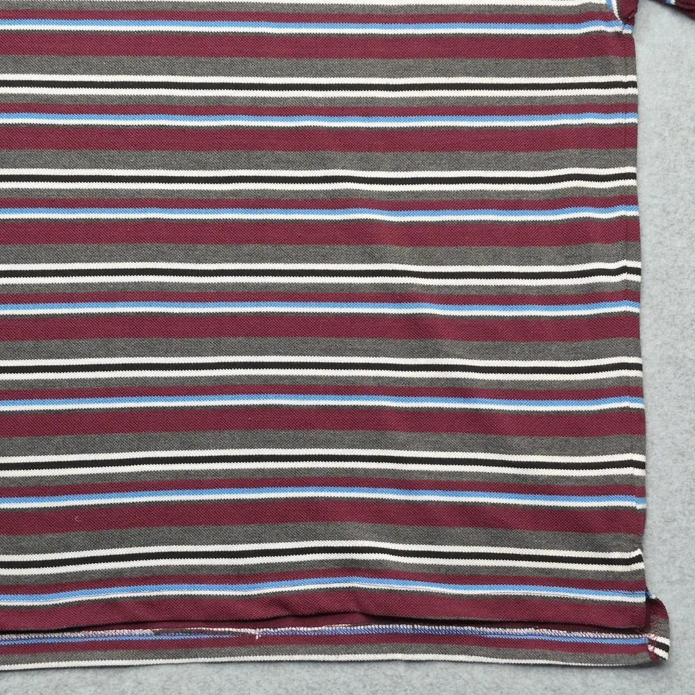 True Religion Shirt Men's 4XL Striped Polo Burgundy Short Sleeve Horseshoe Logo